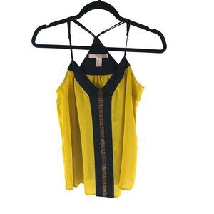Forever21 Womens Tank Cami Top Beaded Colorblock Yellow Black XS